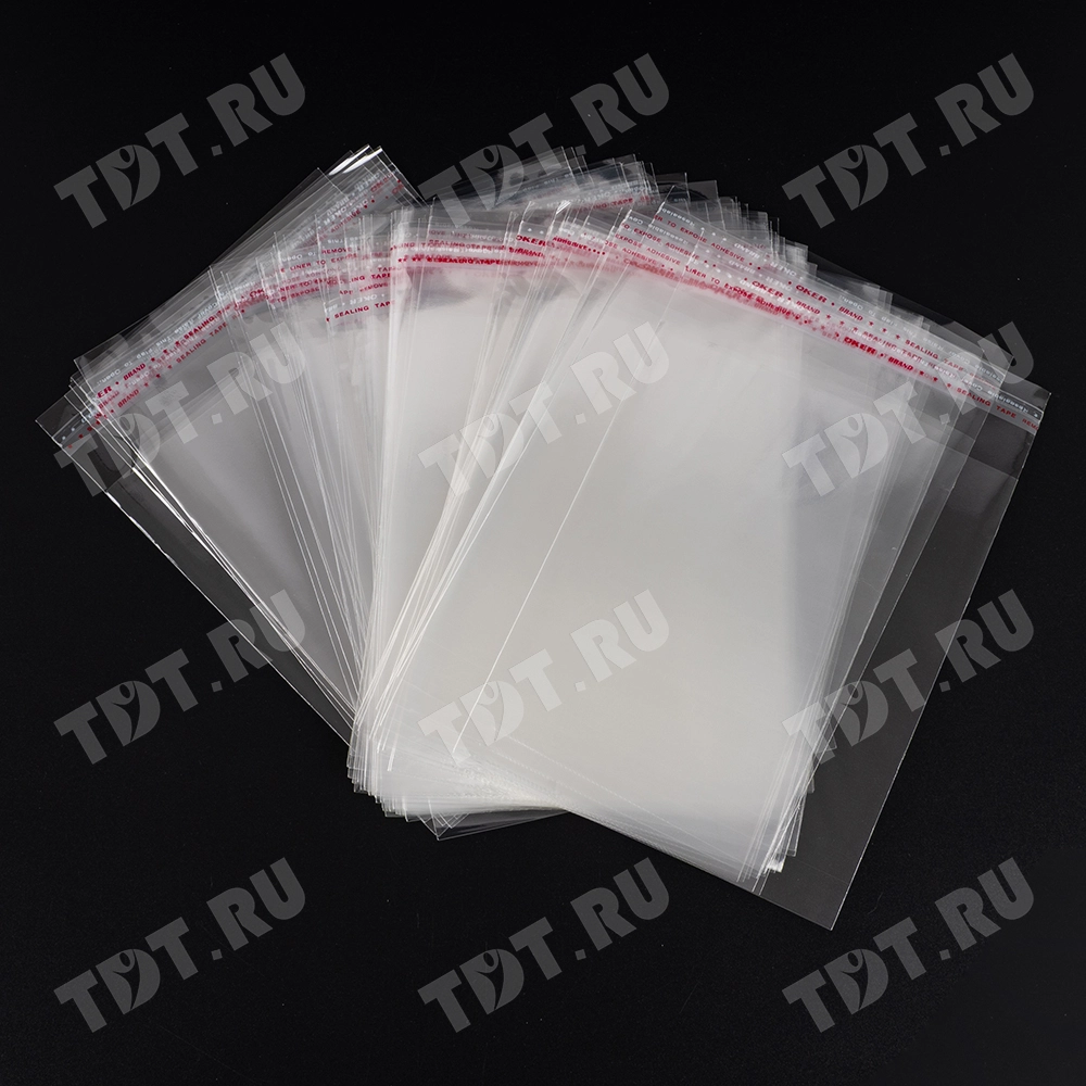 Прозрачный БОПП пакет с клеевым клапаном, 10*8 см, 100 шт.