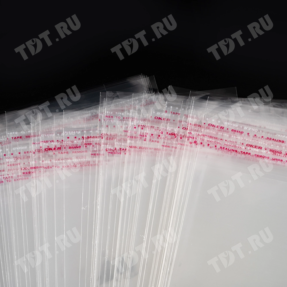 Прозрачный БОПП пакет с клеевым клапаном, 38*15 см, 100 шт.