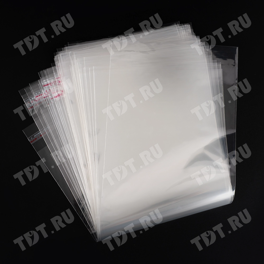 Прозрачный БОПП пакет с клеевым клапаном, 38*15 см, 100 шт.