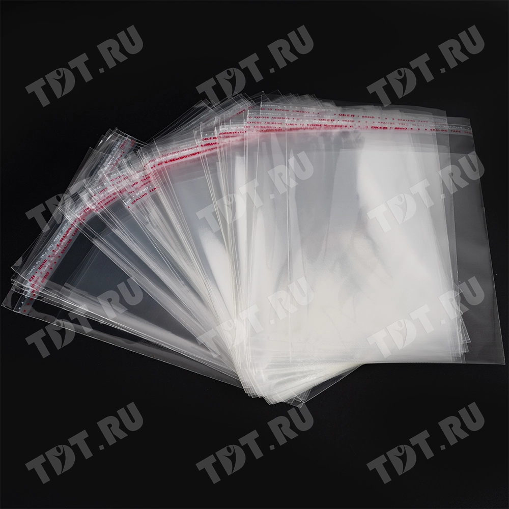 Прозрачный БОПП пакет с клеевым клапаном, 55*45 см, 100 шт.