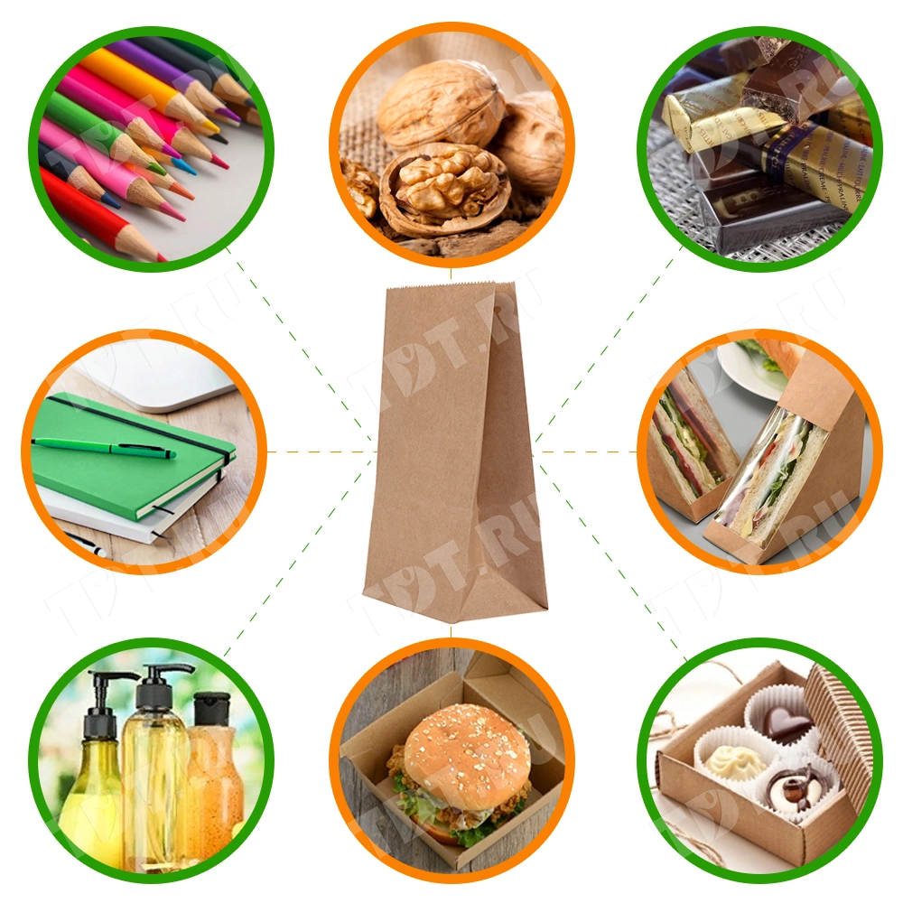 Крафт пакет без ручек, 70 г/м², 12*8*19 см