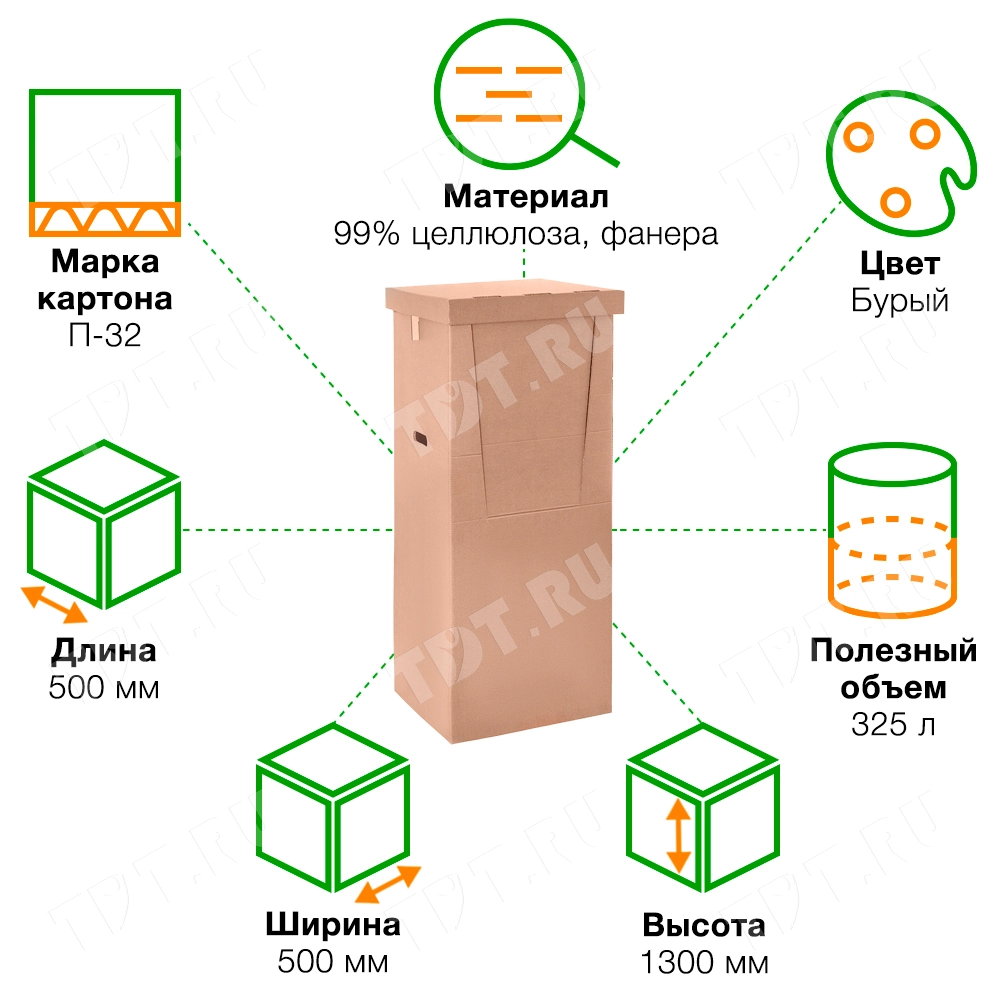 Короб №45 (гардеробный с перекладиной), 500*500*1300 мм