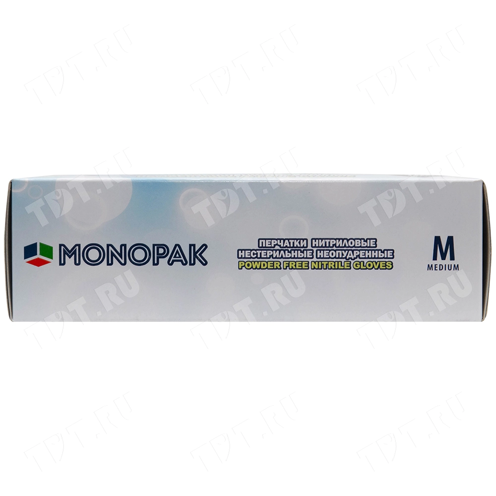 Перчатки нитриловые Monopak, голубые, размер M, 100 шт./уп.