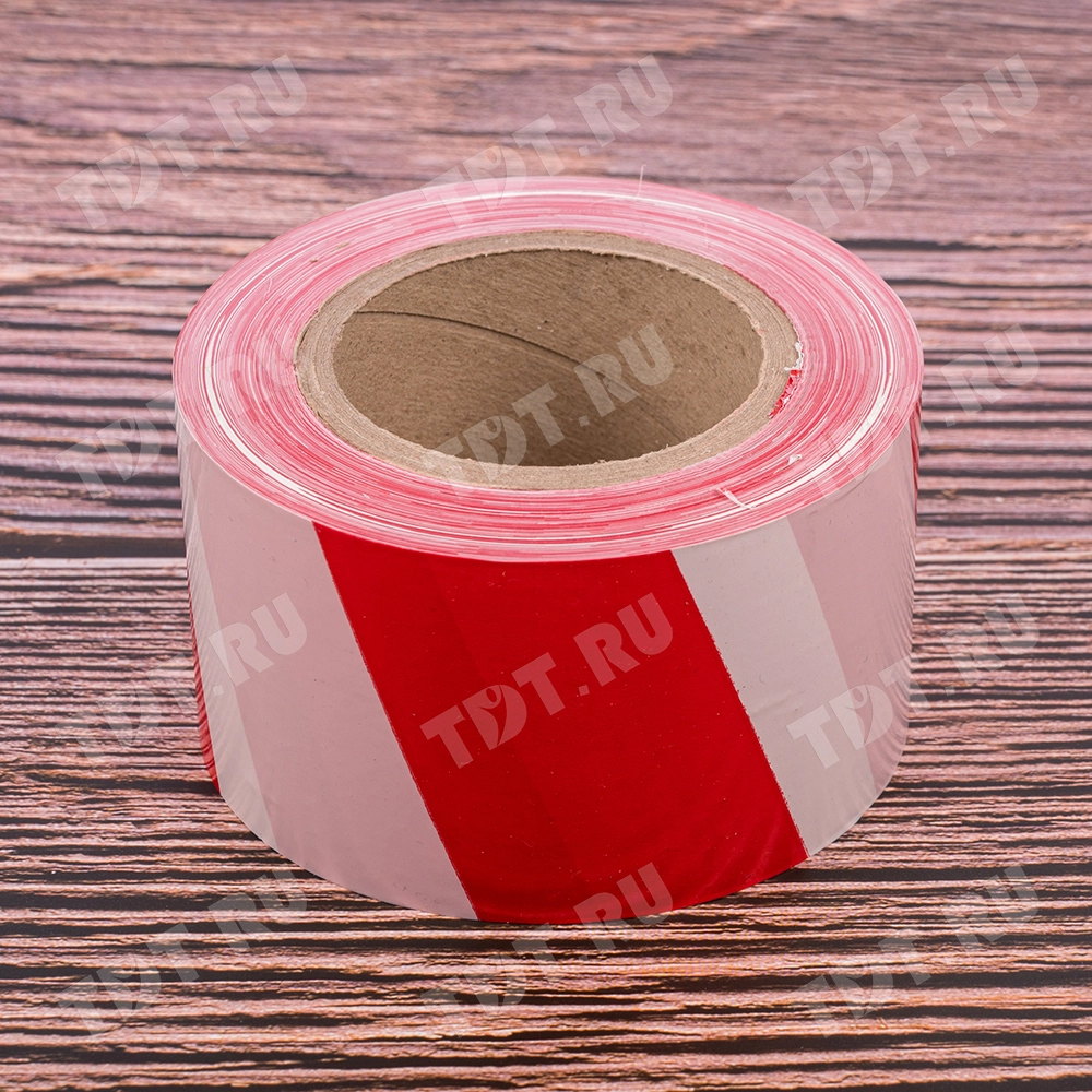Сигнальная лента, красно-белая, 75мм*150м*35мкм