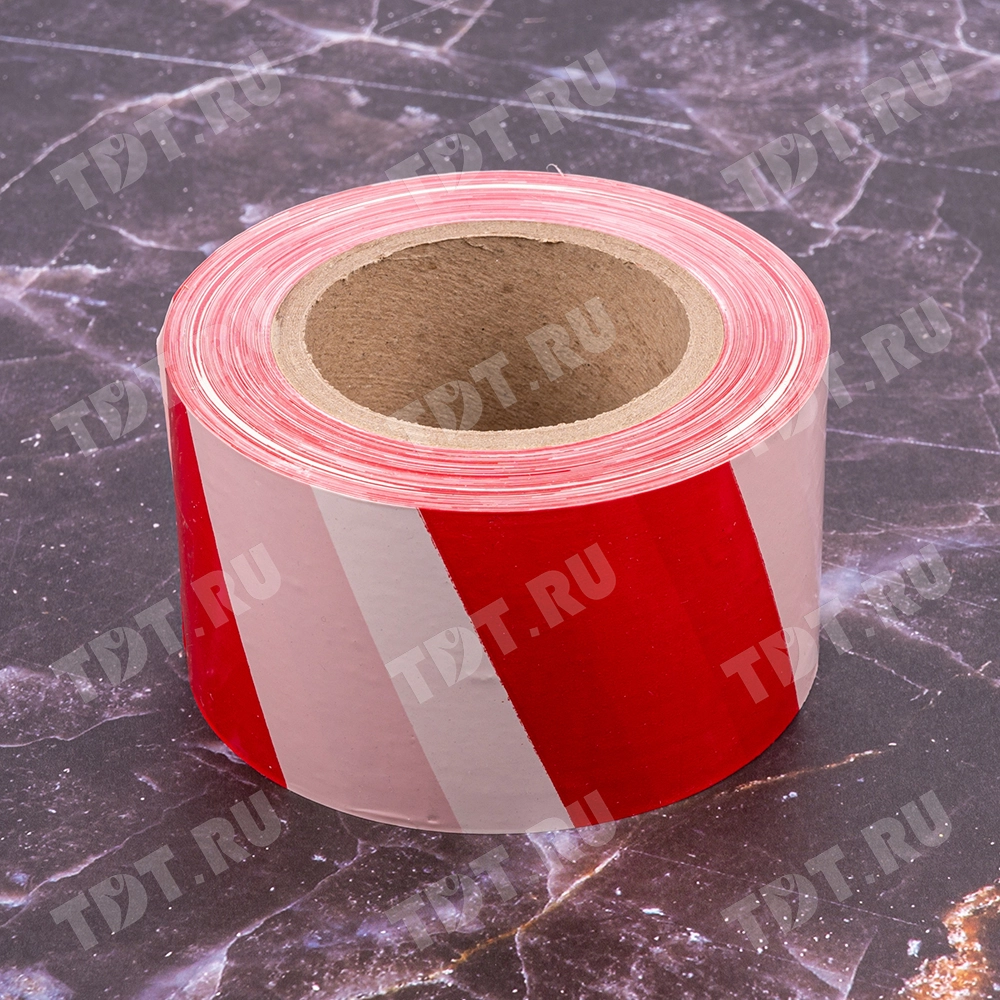 Сигнальная лента, красно-белая, 75мм*150м*35мкм