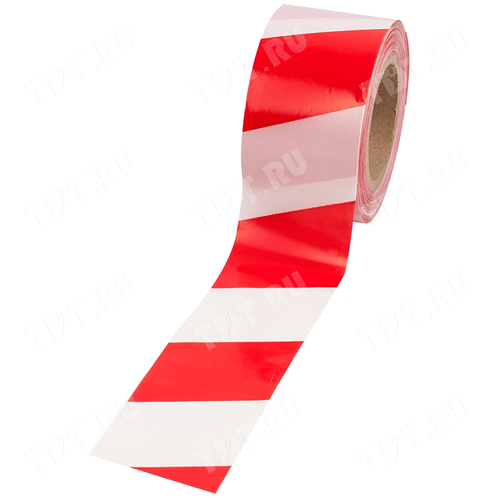 Сигнальная лента, красно-белая, 75мм*150м*35мкм