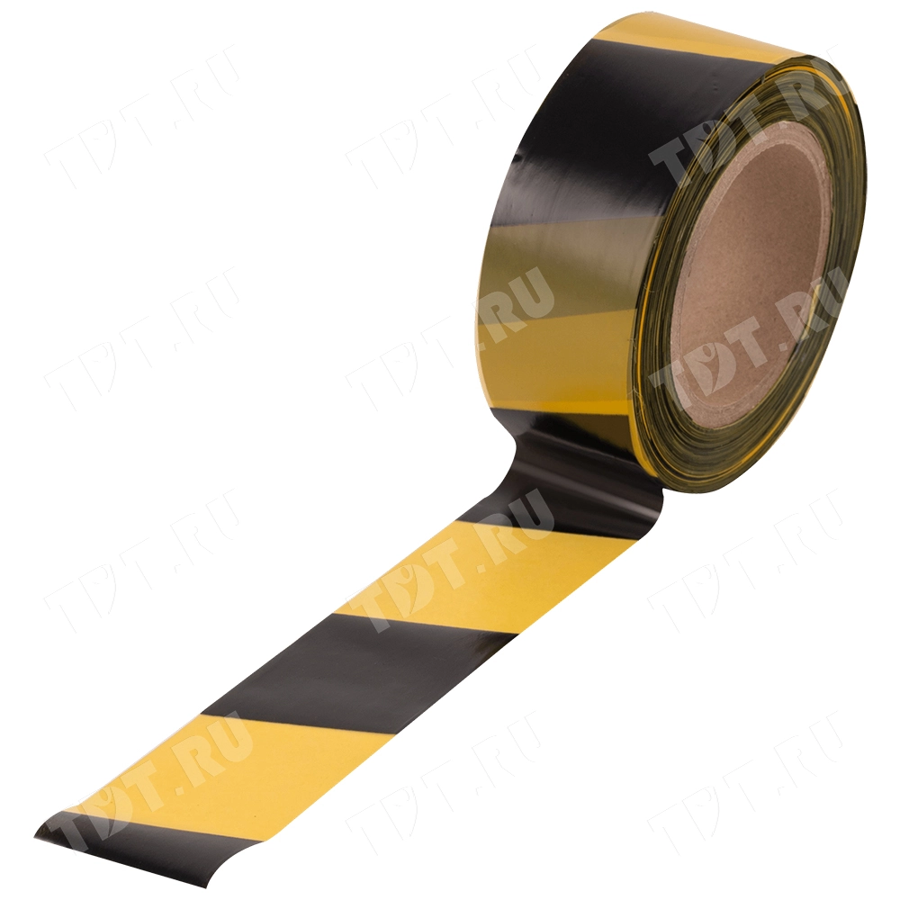 Сигнальная лента для ограждений, жёлто-чёрная, 50мм*200м*35мкм