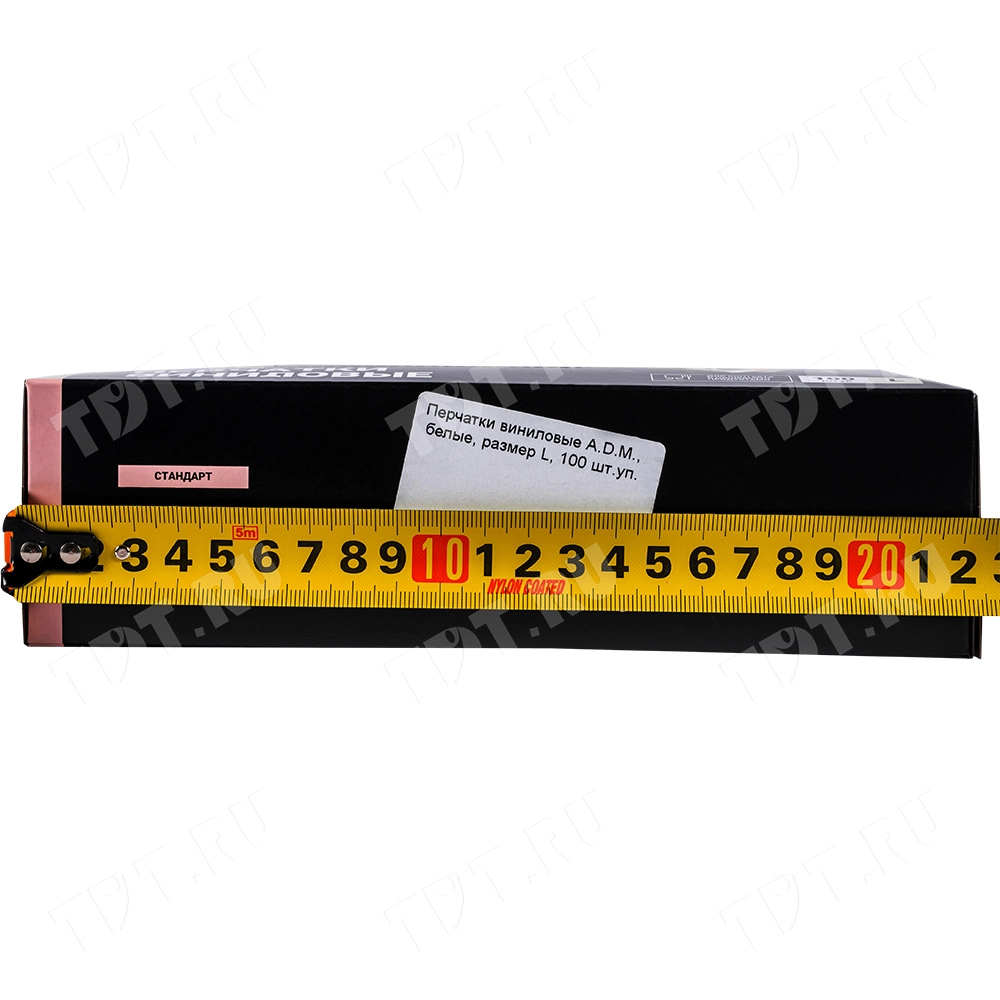 Перчатки виниловые A.D.M., белые, размер L, 100 шт./уп.