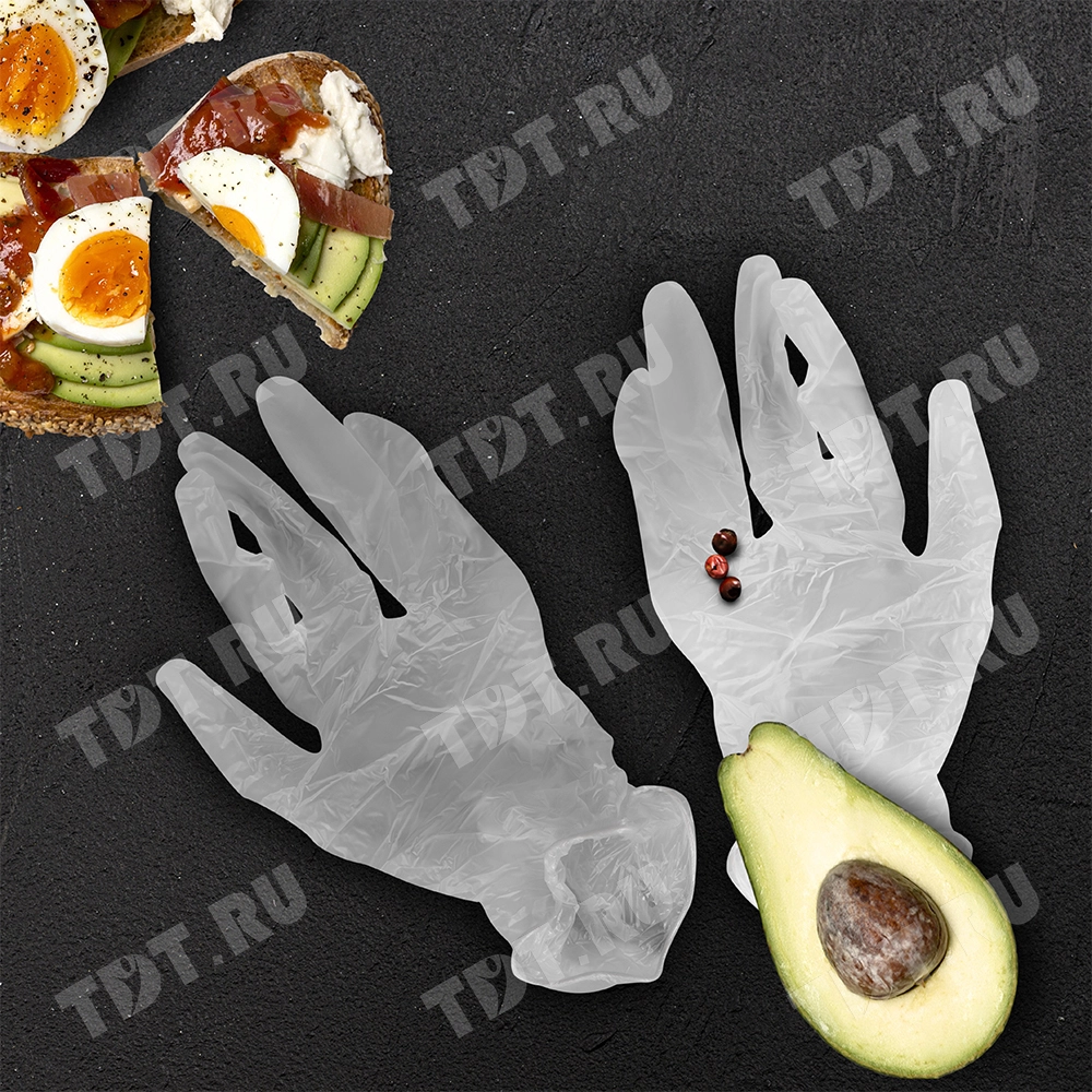 Перчатки виниловые A.D.M., белые, размер L, 100 шт./уп.