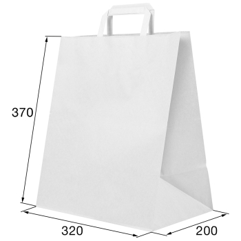 Белый пакет с плоской ручкой, 70 г/м², 32*20*37 см