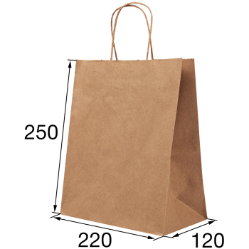 Крафт пакет с крученой ручкой, 70 г/м², 22*12*25 см