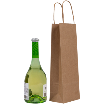 Крафт пакет с крученой ручкой для бутылок, 120 г/м², 12*8*33 см